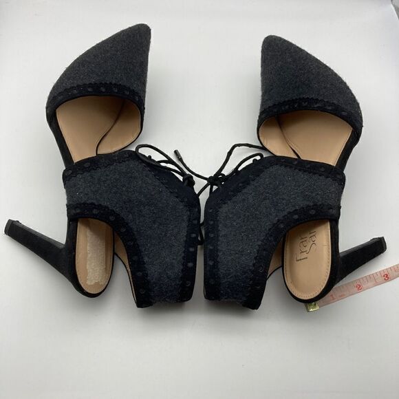 Franco Sarto Amoretta Dark Coal Wool Ankle Tie Heels Size 10M - Picture 7 of 12